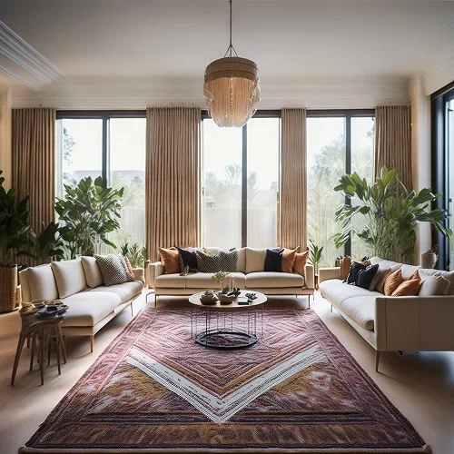 Красота ковролина с узором в интерьере дома