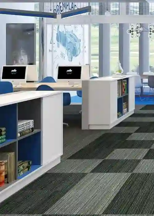 Преимущества плиток из ковролина для офисных полов